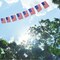 45ft Patriotic American Flag Pennant Banner - 40 Pcs Small USA Flag String Banners for Outdoor Decorations - 4th of July, Memorial Day & Independence Day Party Supplies - Weatherproof Patriotic Decor